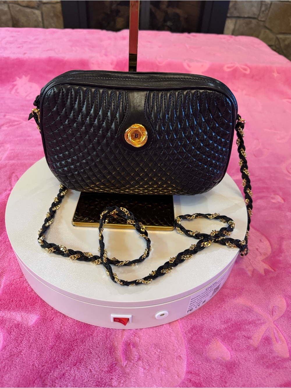Vintage Bally Diamond Quilted Embossed Crossbody Bag Never Used Circa 1980s-90s